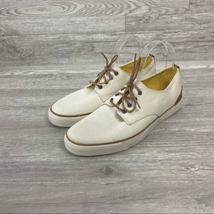 Land Rover White Canvas Leather Sneakers